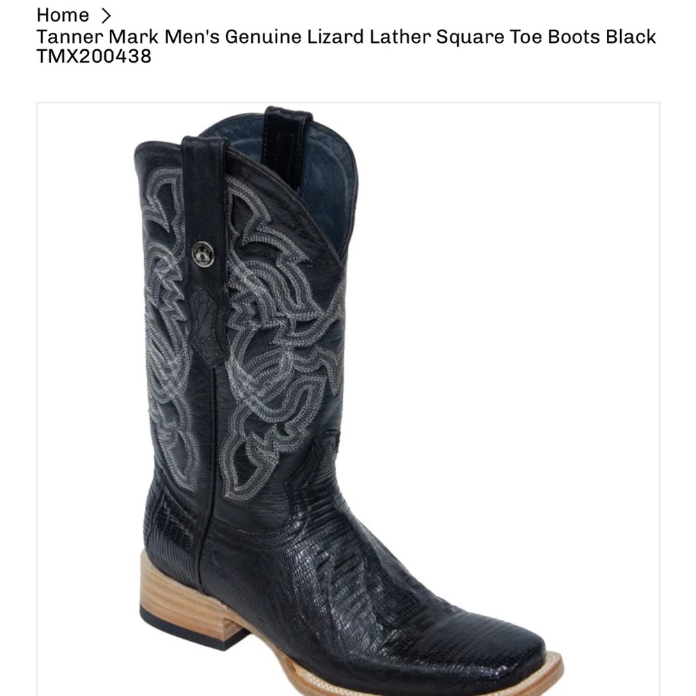 Black and Brown Leather Cowboy Boots with Square Toe